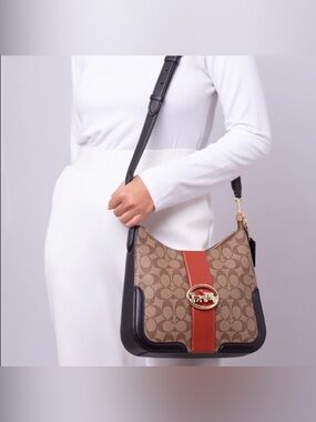 Coach C7229 Georgie Hobo In Colorblock Sig. Canvas Gold/Khaki/Terracotta Multi